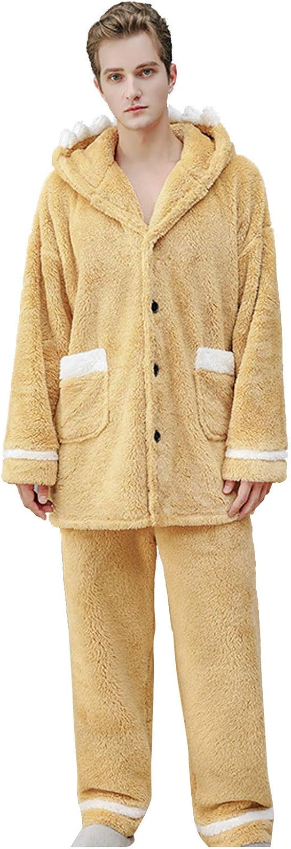 Amazon Yumiki パジャマ メンズ 冬 もこもこ 長袖 セットアップ ルームウェア プレミアムフランネル 保温 あったかい 寝巻き 部屋着 寝間着 長ズボン 上下セット ナイトウェア ふわふわ 厚手 Ea4 パジャマ 通販