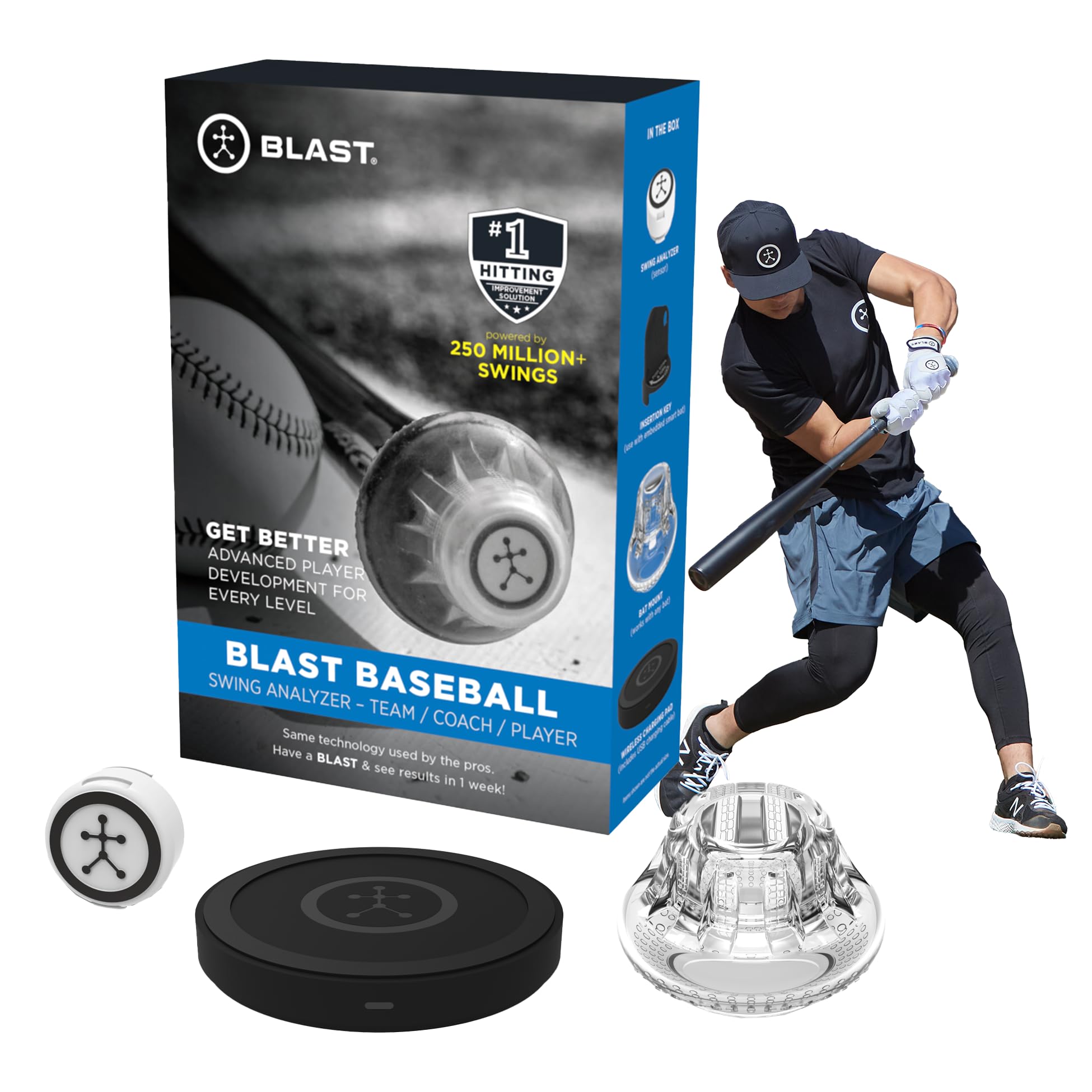 Photo 1 of Blast Motion Baseball Swing Analyzer - Improve Your Swing at Every Level - Batting Trainer - Real-time Feedback, Swing Metrics, Video Capture Highlights, Track Performance (GEN3 Sensor)