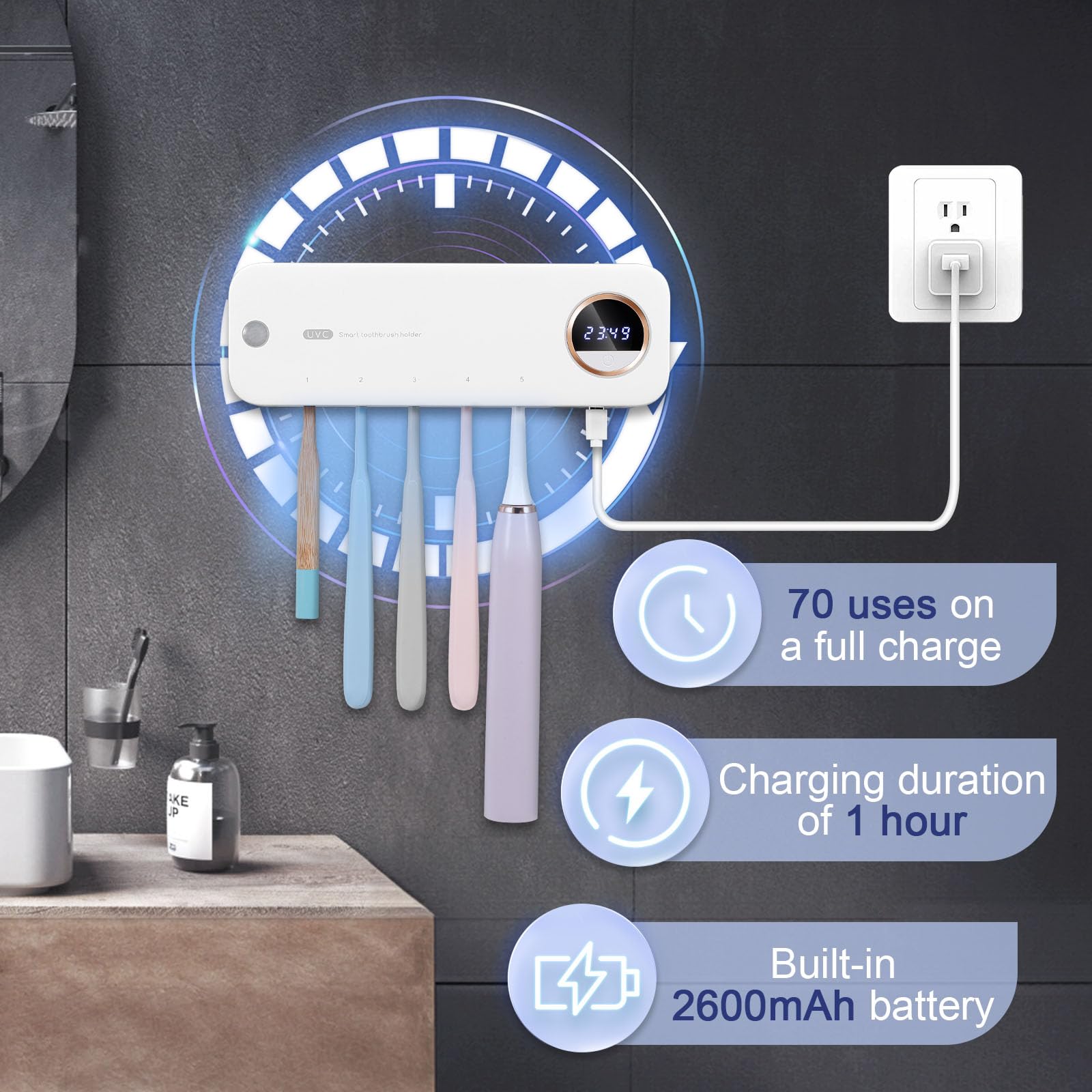 Timer Toothpaste Dispenser Mua GFBEBDV Toothbrush Holder Cleaning Set, Toothbrush Holder Cleaner ...