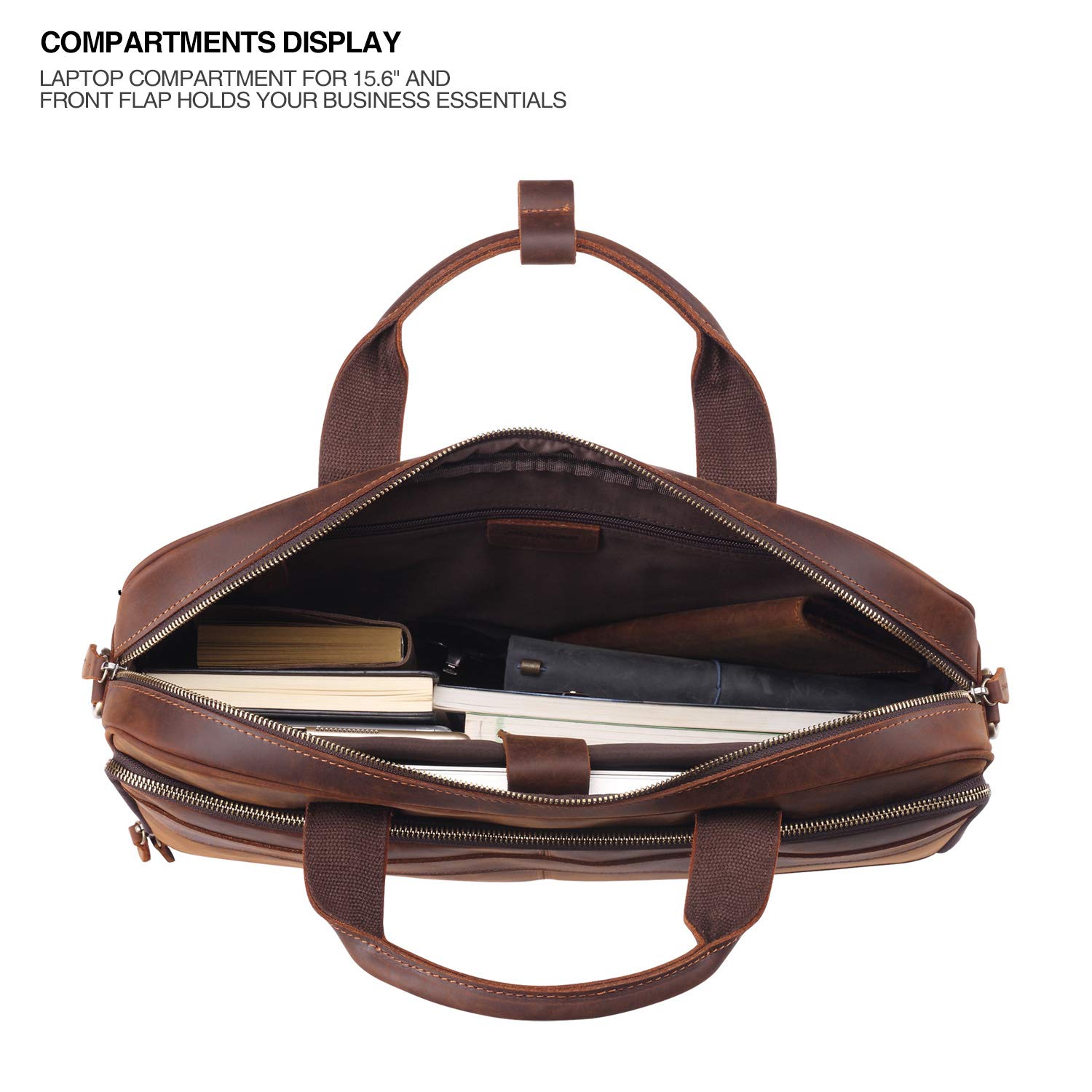 Jack&Chris Men's Genuine Leather Briefcase Messenger Bag Attache Case