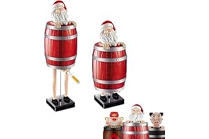 Funny & Quirky 𝑪𝒊𝒈𝒂𝒓𝒆𝒕𝒕𝒆 Dispenser, Santa Claus in The Wooden Barrel 𝑪𝒊𝒈𝒂𝒓𝒆𝒕𝒕𝒆 Box Figurines, Prank Gift fo