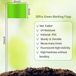 Zozen 50Pack Green Marking Flags, Writable/15x4x5
