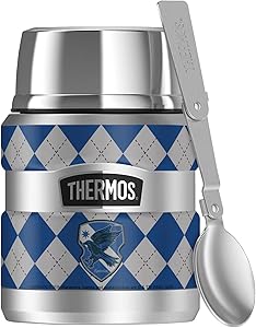 Harry Potter Ravenclaw Plaid Sigil, THERMOS STAINLESS KING Stainless Steel Food Jar with Folding Spoon, Vacuum insulated & Double Wall, 16oz