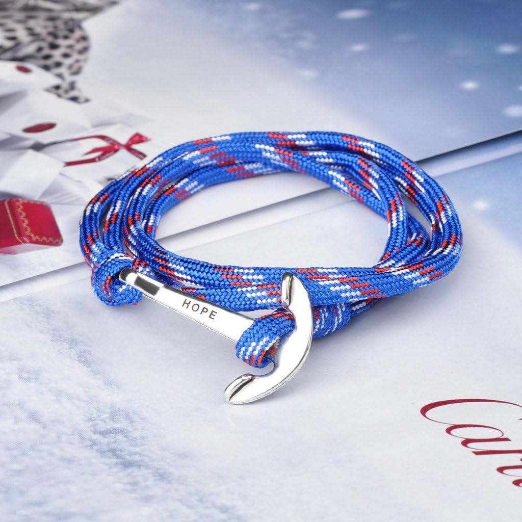 Infinite U Fashion Hope Sailor Anchor Womens Mens Wrap Bracelet Braided Colorful Nylon Rope Alloy Multilayer Charm Wristband Bangle - Image 4