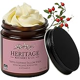 Whipped Beef Tallow for Skin Eczema - Infused Rosehip Oil - Made in USA, Baby, Men, Women All-Natural Moisturizer for Body & Face, Wrinkle Repair Anti Aging Defense, Grass Fed Skincare - 2 Oz