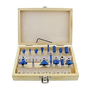 ABN Tungsten Carbide Router Bit 15-Piece Set, 1/4in Shank – Woodworking Routing Drill Bits Kit with Carrying Case