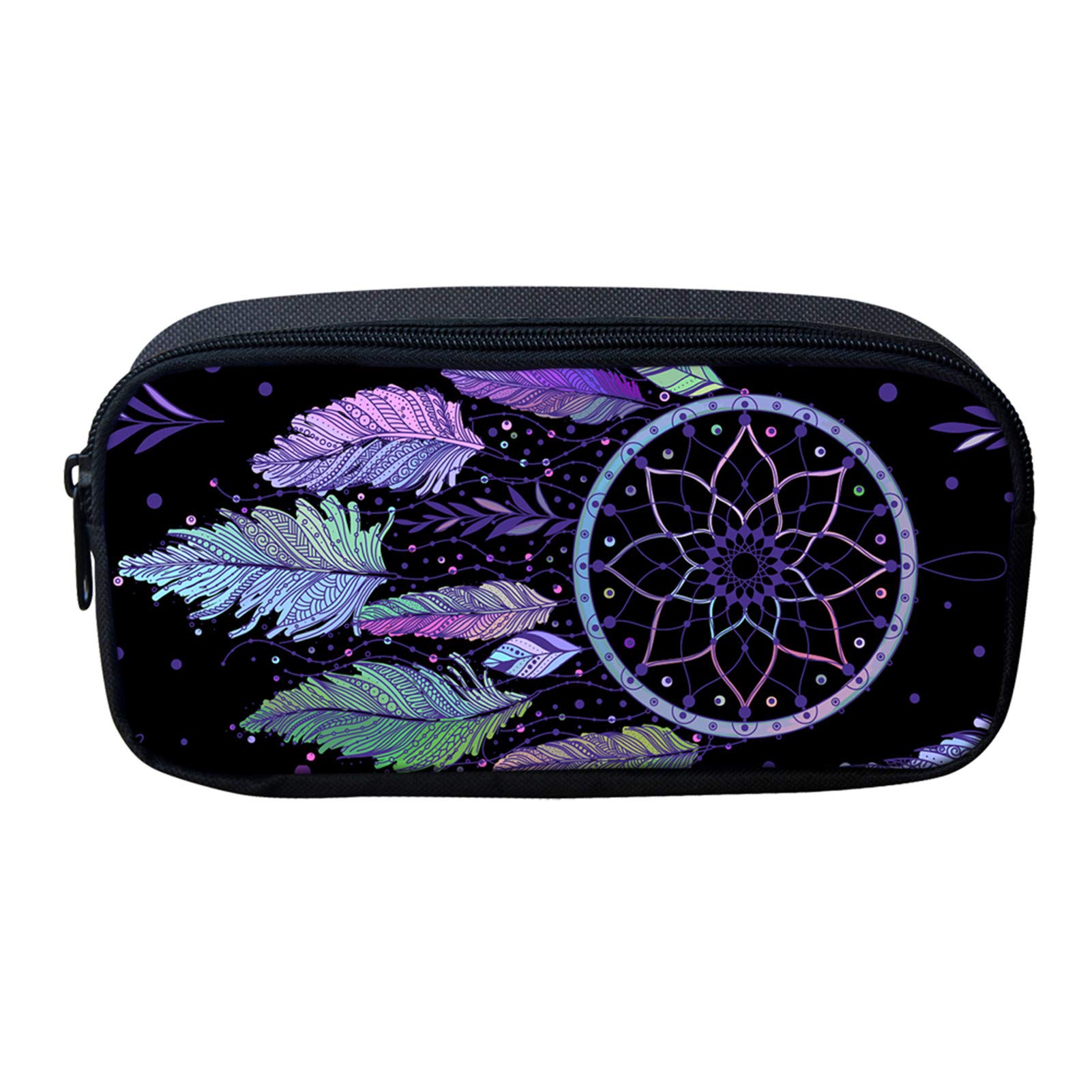 Showudesigns Dreamcatcher Pencil Bag Case Kids Pencil Box Storage Bags Little Boys Girl Pen Box Purple Galaxy Tribal