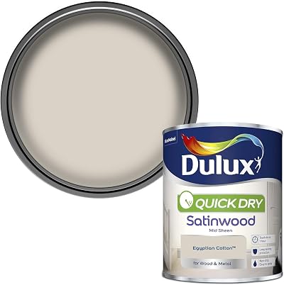Dulux Quick Dry Satinwood Paint Wood Metal Egyptian Cotton 750ml Water-Based