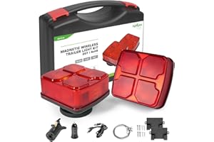 AgriEyes 2PCS Wireless Trailer Light Kit for Towing, Rechargeable LED Tow Lights Kit with Super Magnetic,7 Pin Plug, 2.4G Wir
