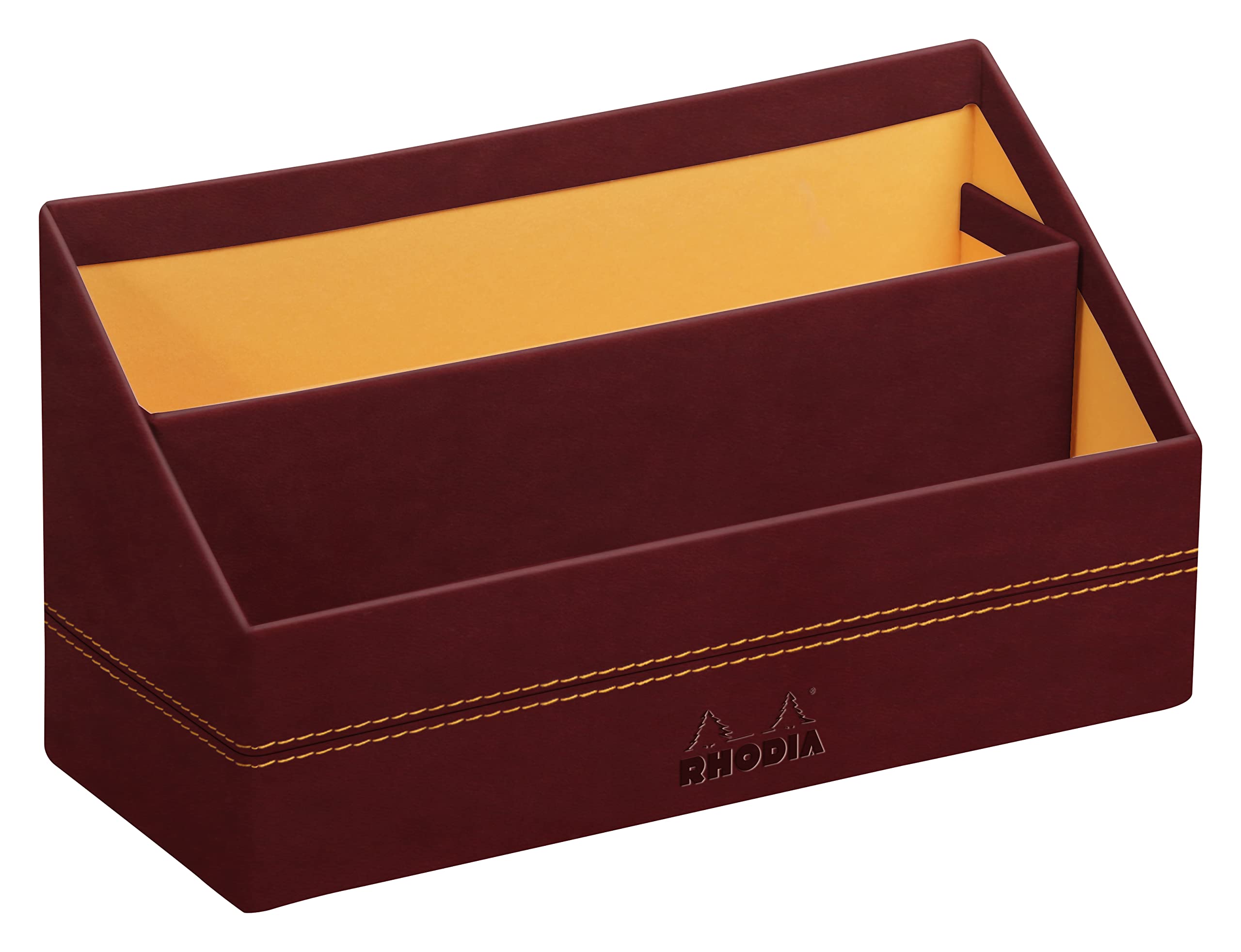 RHODIA 194603C - Wine Mail Holder - 25x10x31 cm - Orange Saddle Stitching - Faux Leather Exterior - Home Office Collection Rhodiarama - Office Organization & Designer Storage