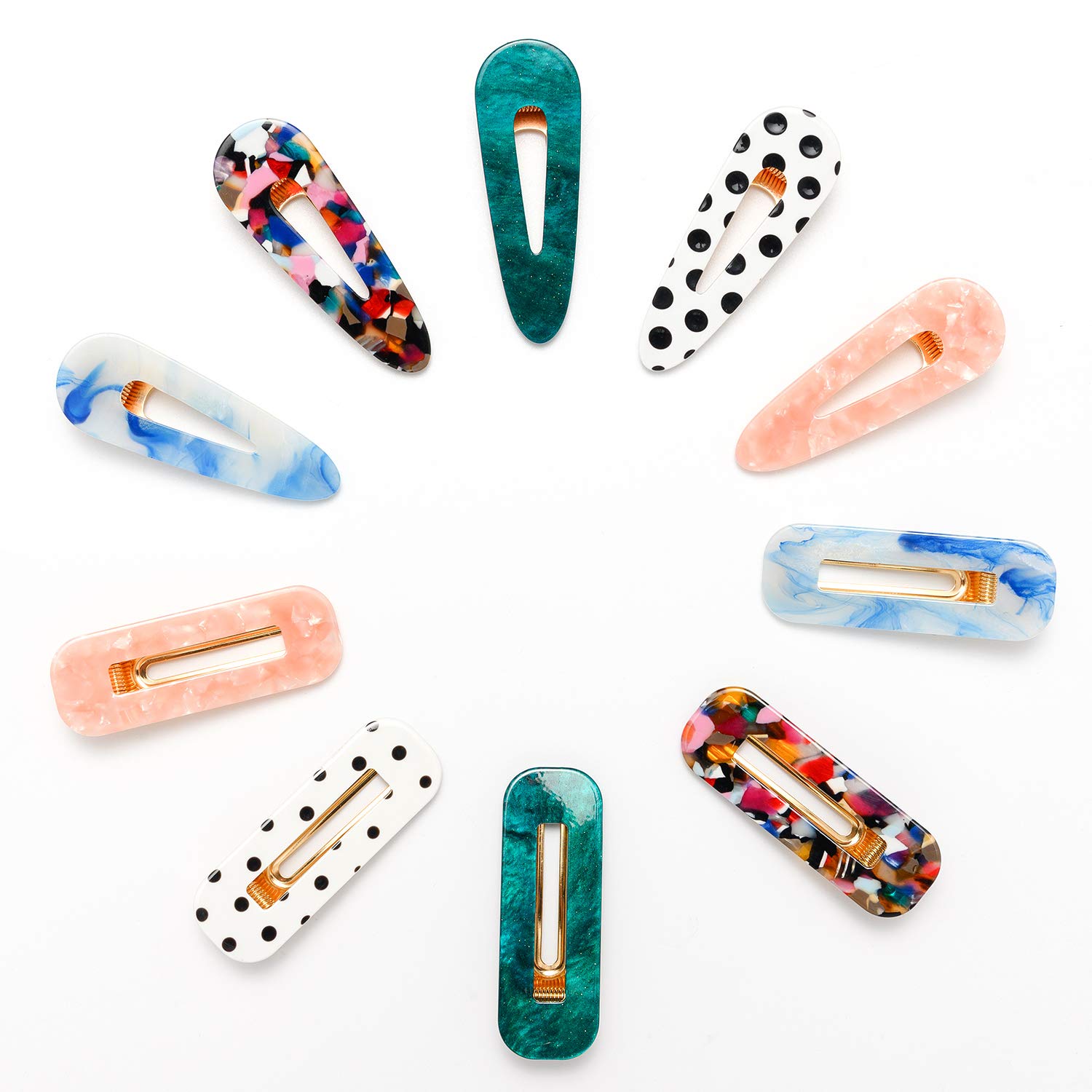 10 Pcs Acrylic Resin Hair Barrettes Clips for Women Girls Tortoise Marble Hairpins Large Alligator Hair Slide Fashion Hair Accessories Assortment Cute Burrets Adult Valentine's Day Birthday Gift Set