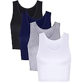 4 Pieces Women Basic Crop Tank Top Short Sleeveless Sports Crop Top
