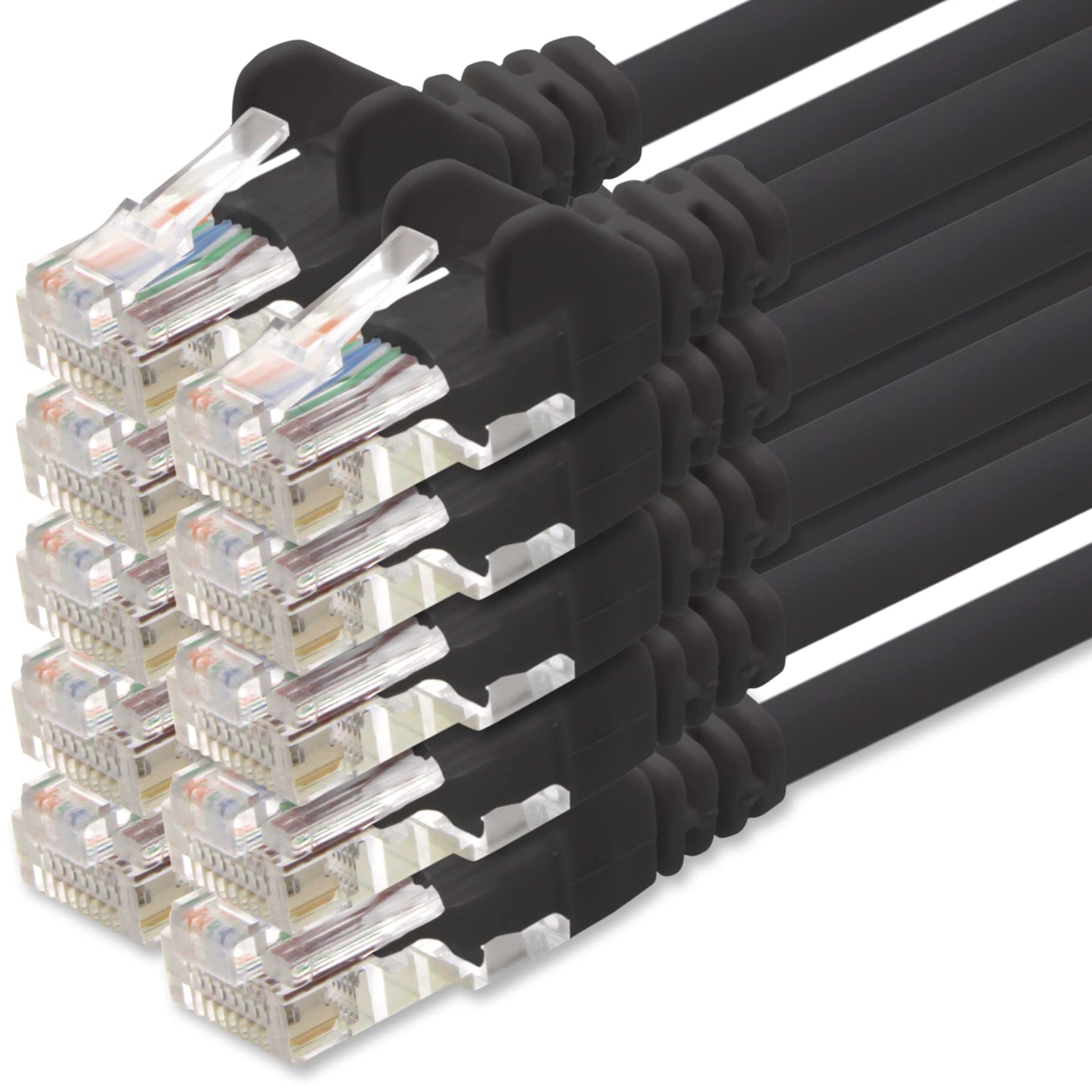 1aTTack.de Network cable Cat.6 - black - 10x - 0.5m - (set) - CAT6 Ethernet cable Lanka cable 1000 Mbits patch cable — image 1