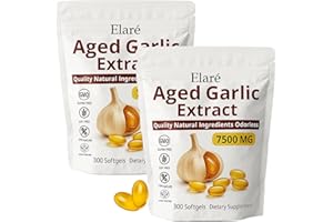 YLOTRE Elare Aged Garlic Extract, 7500mg Organic Garlic Capsules Supplement, Potent Heart & Immune Support Supplement, Non-GMO, Odorless Formula, 300 Softgels (2)