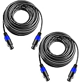 Yoico 2Pcs 50 Feet Professional Speakon to Speakon Cables Wire Speaker Audio Amplifier Cord 7mm with Twist Lock