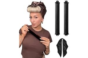 YOSHUYUKI Satin Heatless Hair Curlers Curling Set Overnight Blowout Curls Rods No Heat Self Curling Jumbo Rods Hair Rollers Set for Fine Thin Long Hair Heatless Curl Silk Hair Wrap for Sleeping Black