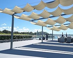 SunnyRoyal Beige 7'x14' Retractable Pergola Shade