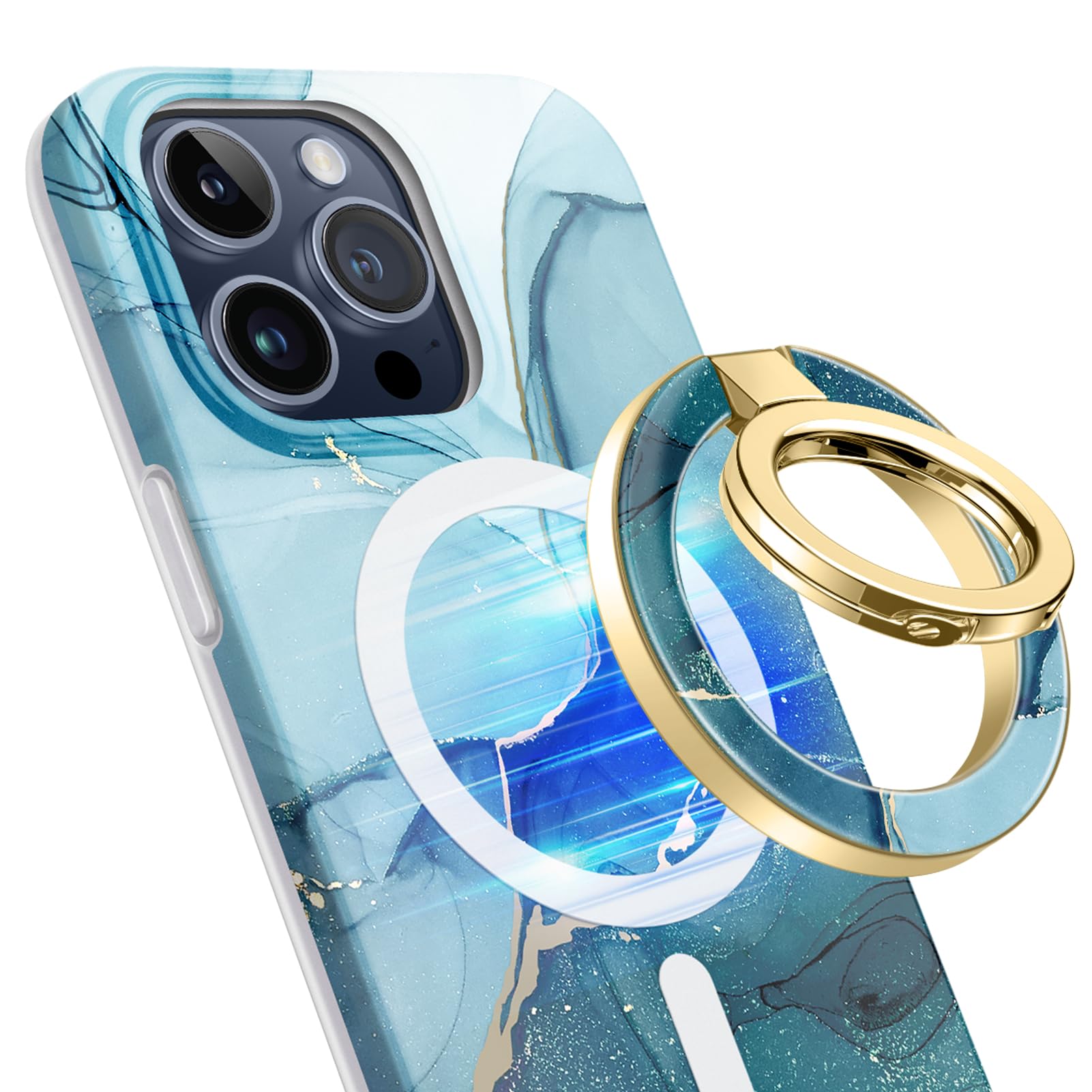 GVIEWIN Magnetic Phone Ring Holder, Compatible with MagSafe Phone Grip with Adjustable Stand, Magnet Phone Ring Kickstand for iPhone 17 Pro Max/16/15/14/13/12 Series/Other Smartphones (Navy Blue) — image 1
