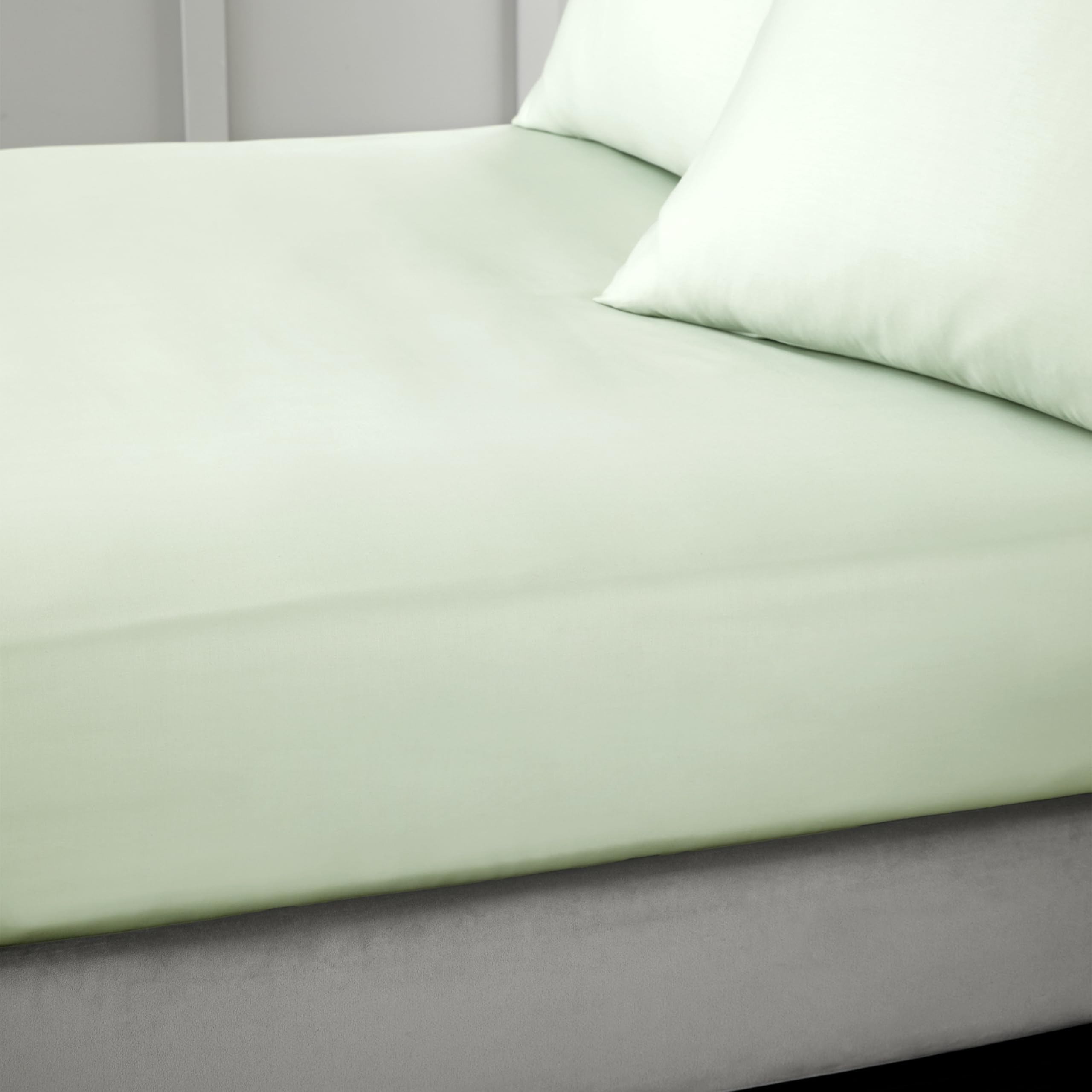 Bianca 400 Thread Count Cotton Sateen King Fitted Sheet Green