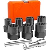 9PCS Bolt Extractor Kit Heavy Duty, 1/2" Drive Impact Lug Nut Remover Tool, Nut Extractor Set Large Size 17-27mm For Removing Stripped, Damaged, Rounded off and Rusted Nuts, Bolts, Studs