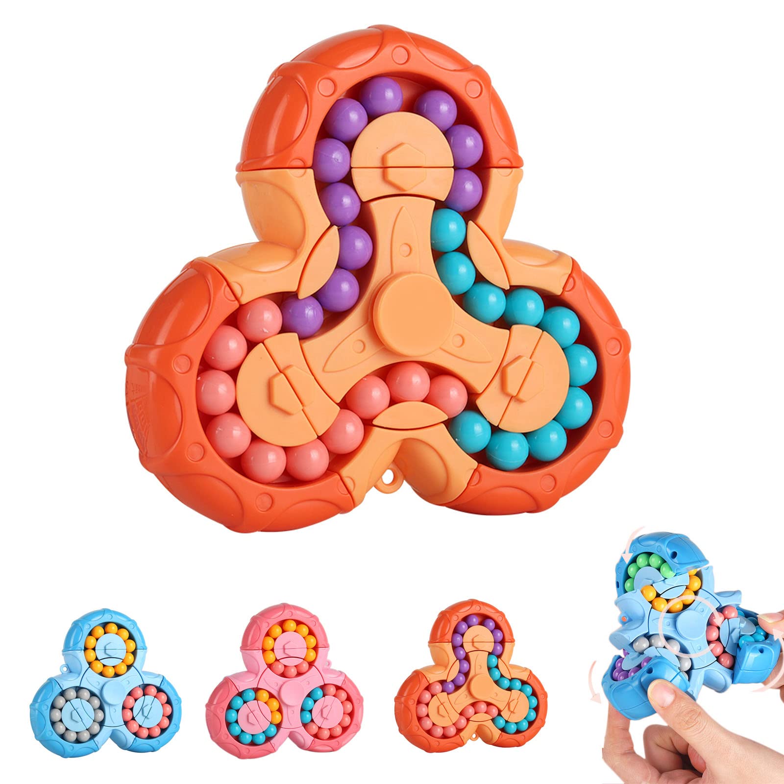 Magic Bean Rotating Cube Toy,Fidget Toy Spinner Ball Sorting Game Puzzle Brain Training Handheld Spinning Decompression Toy,Jigsaw Bean Toy Gifts for Kids,Teens,Adults Rotating Finger Cube Toy — image 1