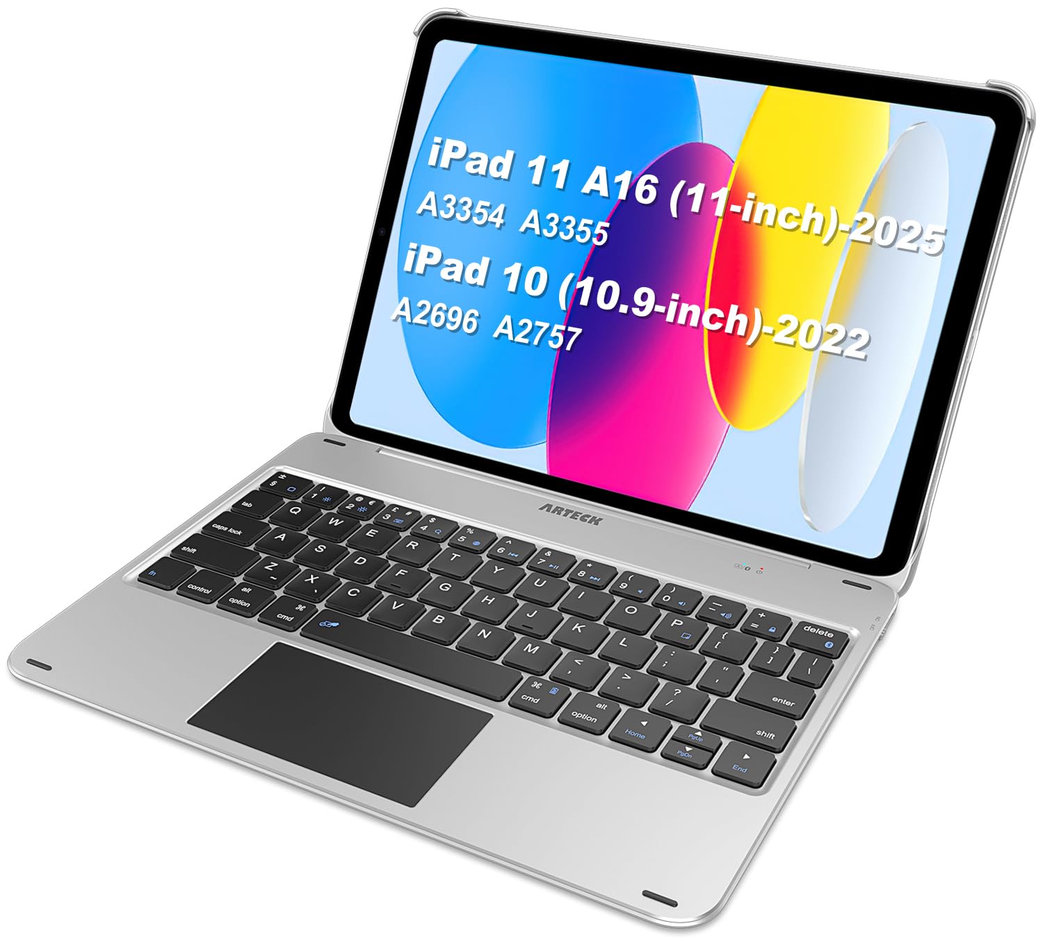 Arteck iPad 11th 10th Generation Keyboard Case, Folio Cover, Multi-Touch Trackpad, Detachable Bluetooth Keyboard for iPad (A16) 11th/10th Gen