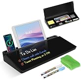Desktop Glass Whiteboard with Storage, Desk Dry Erase White Board Black | Computer Keyboard Stand, Office Desk Organizers and Accessories with Drawer, To Do Memo Notepad, Home School Supplies