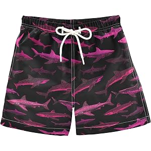 Boccsty Pink Shark Black Boys Swim Trunks Baby Kids Swimwear Summer Toddler Beach Board Shorts Bathing Suit 2T