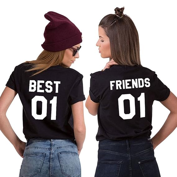 Best Friends T-Shirt für 2 Damen Mädchen Sister Tshirts BFF Beste Freundin Zwei Stücke Shirts Geschenk Freundschaft Sommer Ob