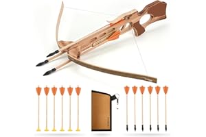BASBON Crossbow Toy Set for Kids with 12 Wooden Arrows and Quiver, Outdoor Archery Play Set for Boys and Girls, Cross Bow Backyard Adventure & Shooting Game Toy, Orange