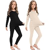 Silkfly 2 Pack Girls Thermal Underwear Set Fleece Lined Thermals Top and Bottom Base Layer for Girls Winter
