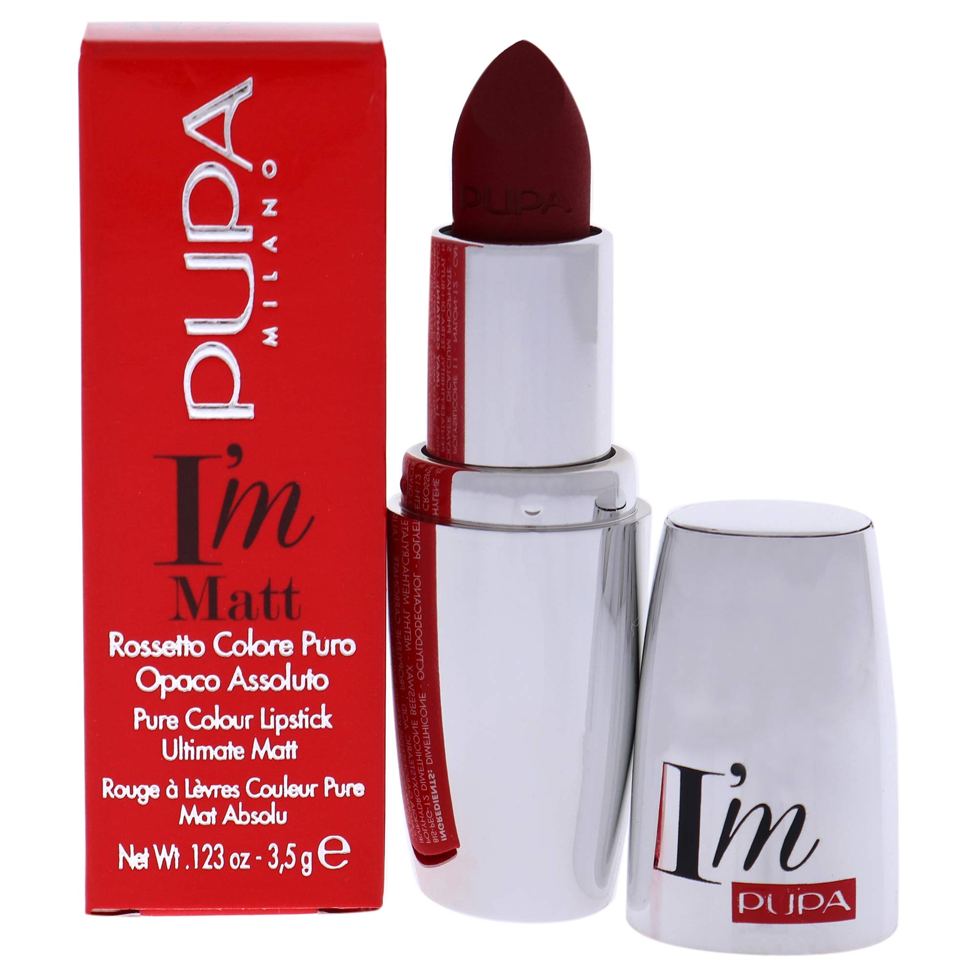 Pupa Milano I Am Matte Pure Colour Lipstick - 073 Irresistible Burgundy For Women 0.123 oz Lipstick
