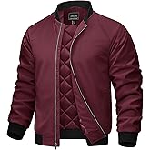 TACVASEN Men's Bomber Jackets Full Zipper Spring Fall Jacket Windproof Water Resistant Winter Warm Padded Coats