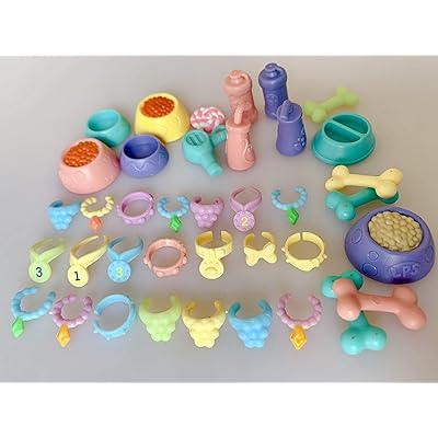 KK lps Kagamitan 10pcs Random lps Collars Necklace Inumin Mga Pagkain Skirt Salamin akma lps Collie Mahusay Dane Cocker Spaniel Mga Bata na Kolektadong Regalo