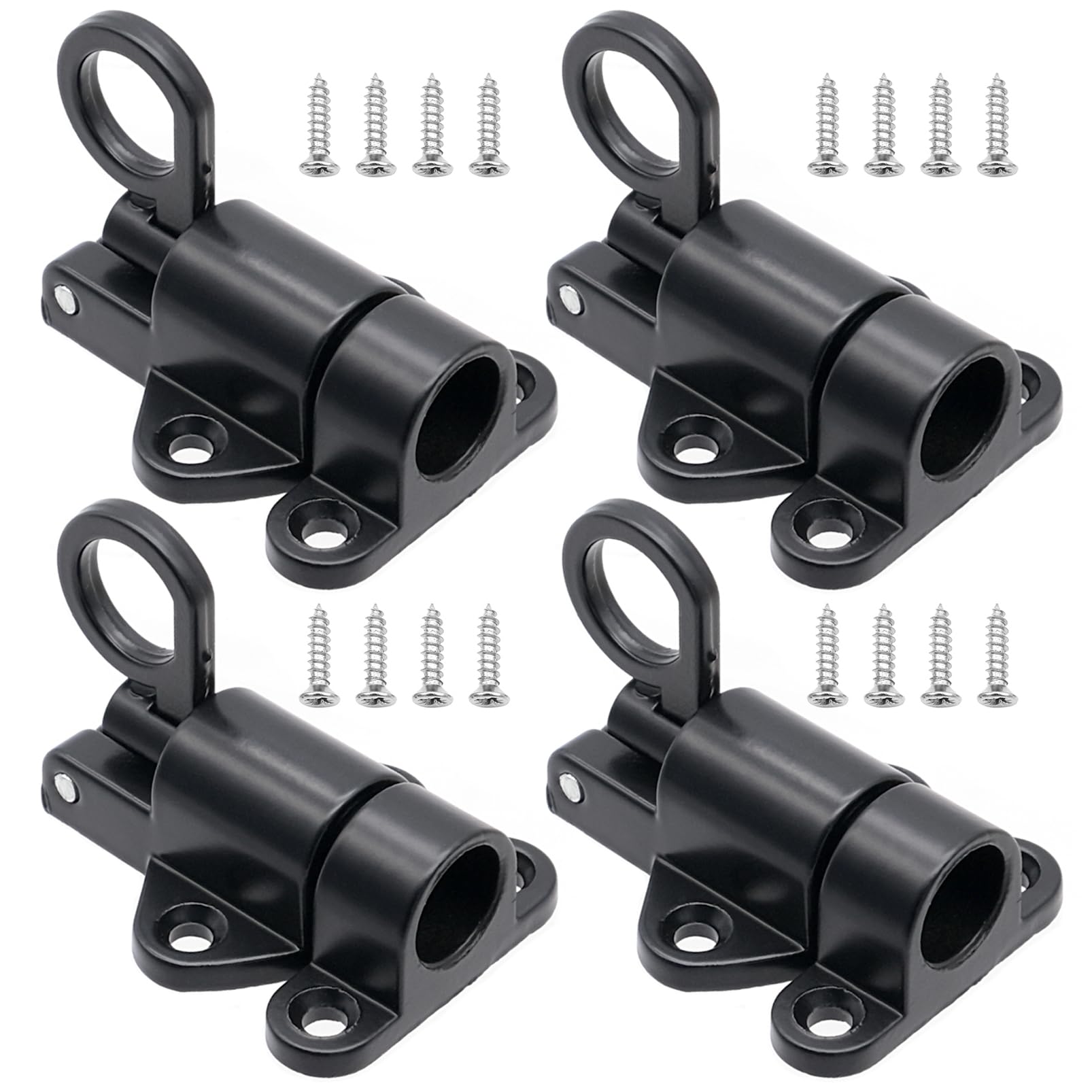 4 Pcs Aluminium Alloy Spring Loaded Bolt, Loft Ceiling Hatch Lock Catch Tool, Garden Gate Lock with 16 Screws, for Window, Cupboard, Wooden Door, Shed Doors Gates, Garage Door