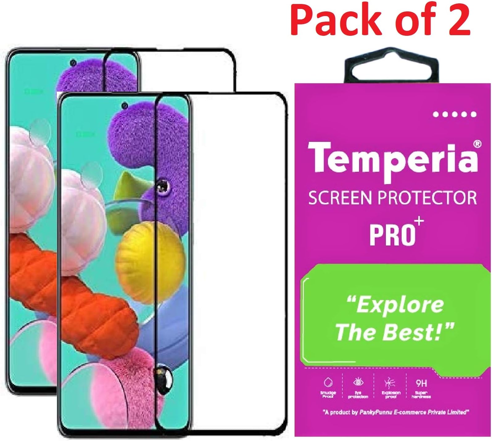 Temperia Tempered Glass Screen Guard Gorilla Protector for Samsung Galaxy A71 with Easy Installation Kit (Edge to Edge Full Screen Coverage - 11D Original Temper) (Black) (Pack of 2)