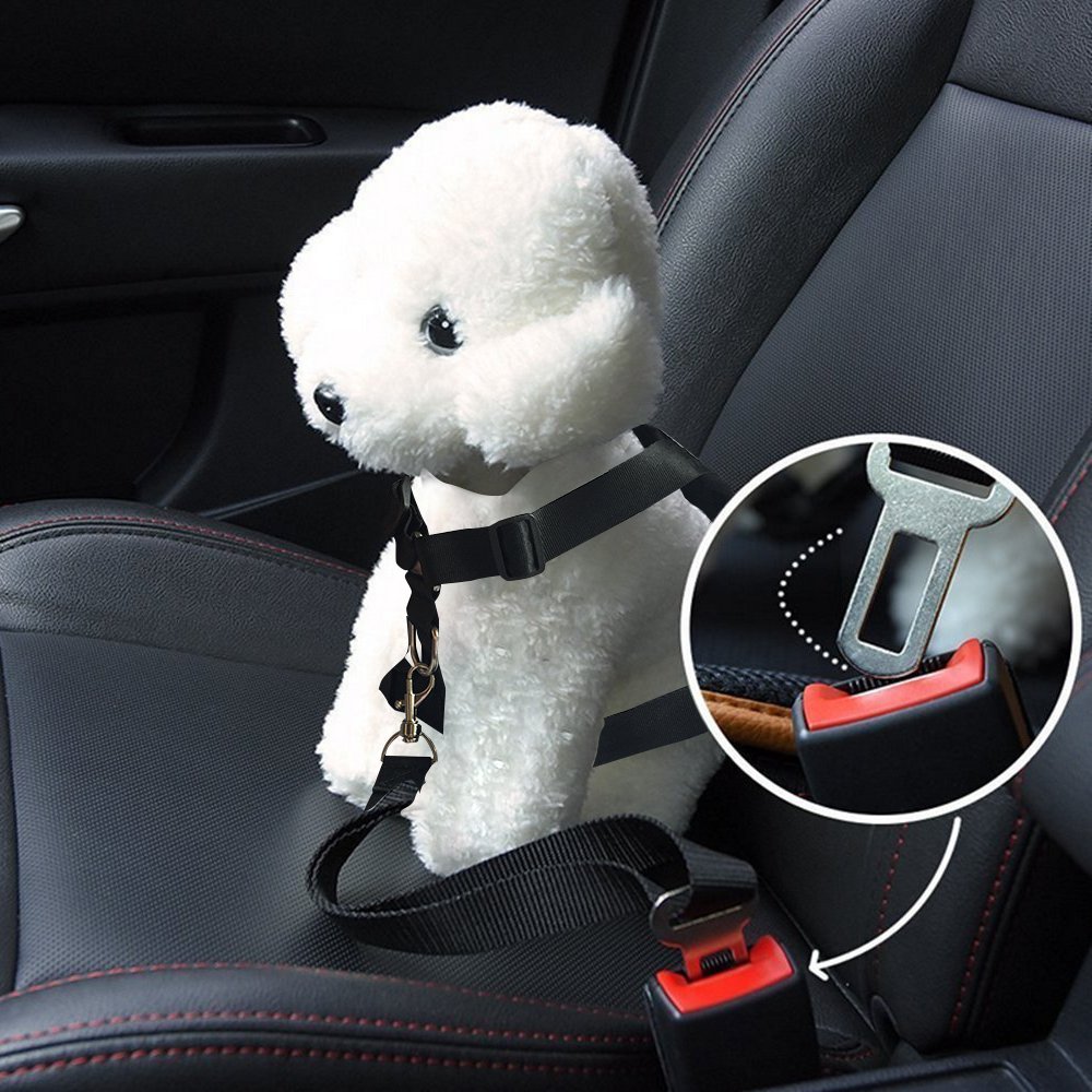 Roadwi No Pull Padded Dog Harness, Adjustable Mesh Pet Vest Harness with Vehicle Car Seat Belt Leash Set for Dogs & Cats (Large, Neck: 34-47cm Chest: 46-65cm)