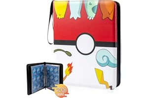 THCBME Card Sleeve 9-Pocket, Cards Binder for 900 pcs, Zipper Card Holder with 40 Sleeves Waterproof Leather Cover Card Holder Photo Album Case Set (Red)