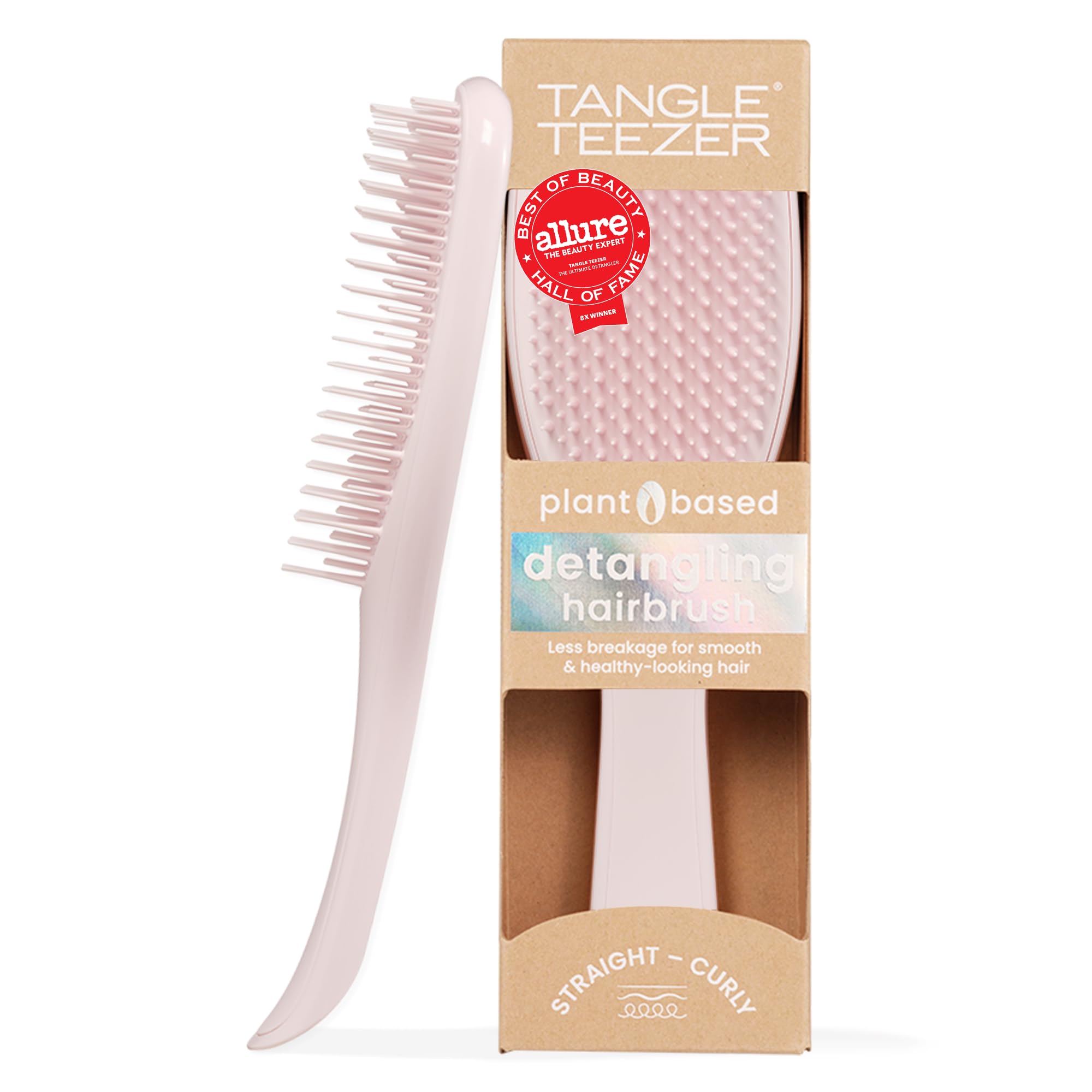 Tangle Teezer Plant Based Ultimate Detangler - Detangling Brush For All Hair Types - Two-Tiered Teeth Reduce Breakage & Eliminate Knots - Marshmallow Pink — image 1
