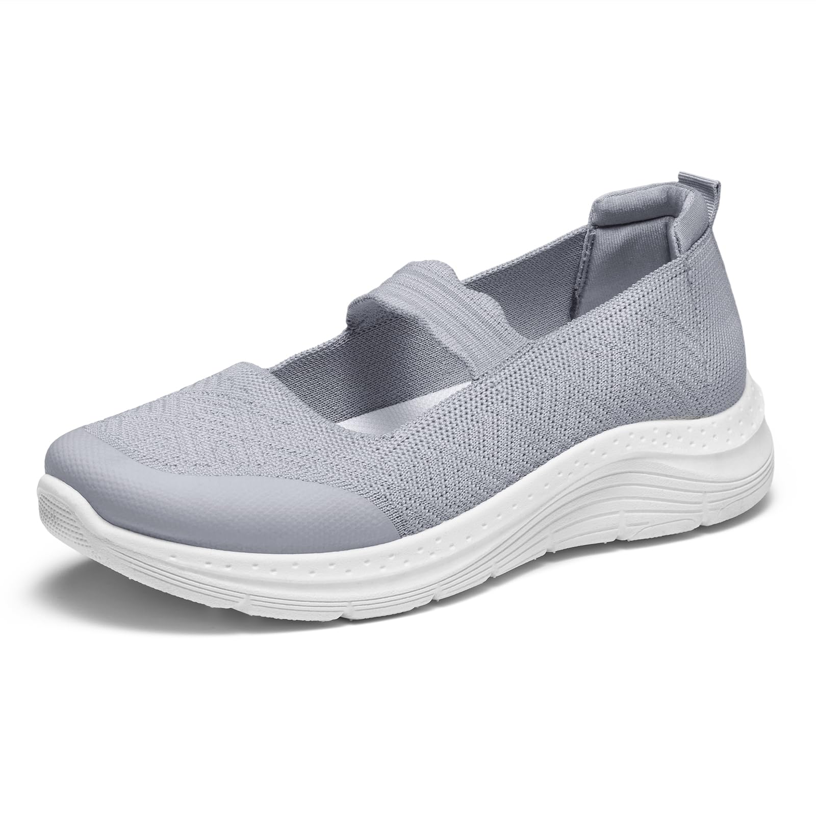 Photo 1 of SMILIN Women's Mary Jane Flats, Comfortable Lightweight Walking Shoes, Mesh Breathable Non Slip Dressy Casual Flats for Women Grey