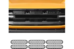 Hoolcar Front Grill Covers Center Grille Inserts Cover Trim Kit Compatible with 2021-2023 Ford Bronco, Black (6Pcs)