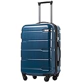 Coolife Carry On Luggage 22x14x9 Airline Approved Hardside PC+ABS Suitcase with TSA Lock, Lightweight Rolling Travel Luggage with Spinner Wheels(Caribbean Blue, 20in)