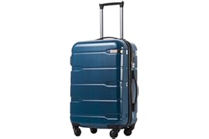 Coolife Luggage PC+ABS Hardshell Suitcase with TSA Lock, Spinner Carry On Lightweight (Caribbean Blue, 20in)