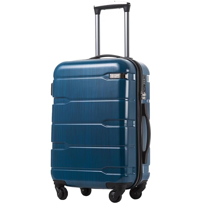 COOLIFE Luggage Expandable(only 28") Suitcase PC+ABS Spinner Built-in TSA Lock 20in 24in 28in Carry on (Caribbean Blue, L(28in).) best spinner luggage