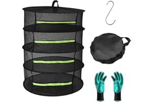 SEROPY Herb Drying Rack Hanging Drying Rack Mesh for Plants Herb Dryer 2ft 4 Layer Collapsible Dry Net with Zipper, Gloves, Hook Hang Herbs, Seeds, Bud, Hydroponic Plants,Vegetable for Garden 24"x32"