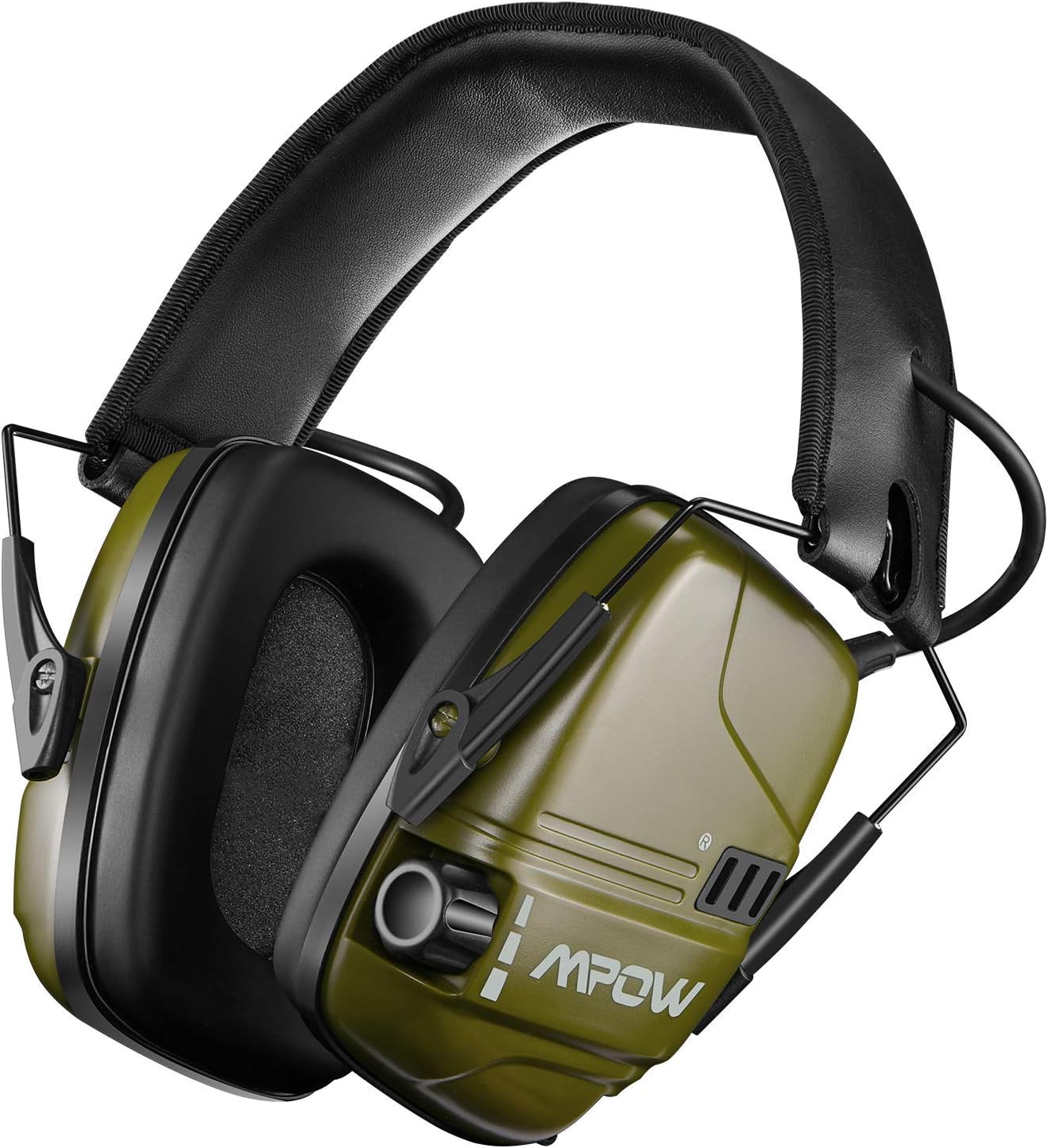 Mpow 094 Electronic Ear Defenders, 30h Working Time NRR 22dB Active Noise Reduction Earmuffs, USB Rechargeable, Stereo Sound Amplification with Dual Mic, Ear Protector for Shooting, Hunting, Green