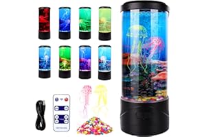 TOYCOL Bubble Jellyfish Lava Lamp 8 Color Changing LED Jellyfish Night Light Aquarium Tank Table Mood Lamps for Adults Kids with Remote Control Home Office Decor Christmas Gifts (Bubble Jellyfish lamp)