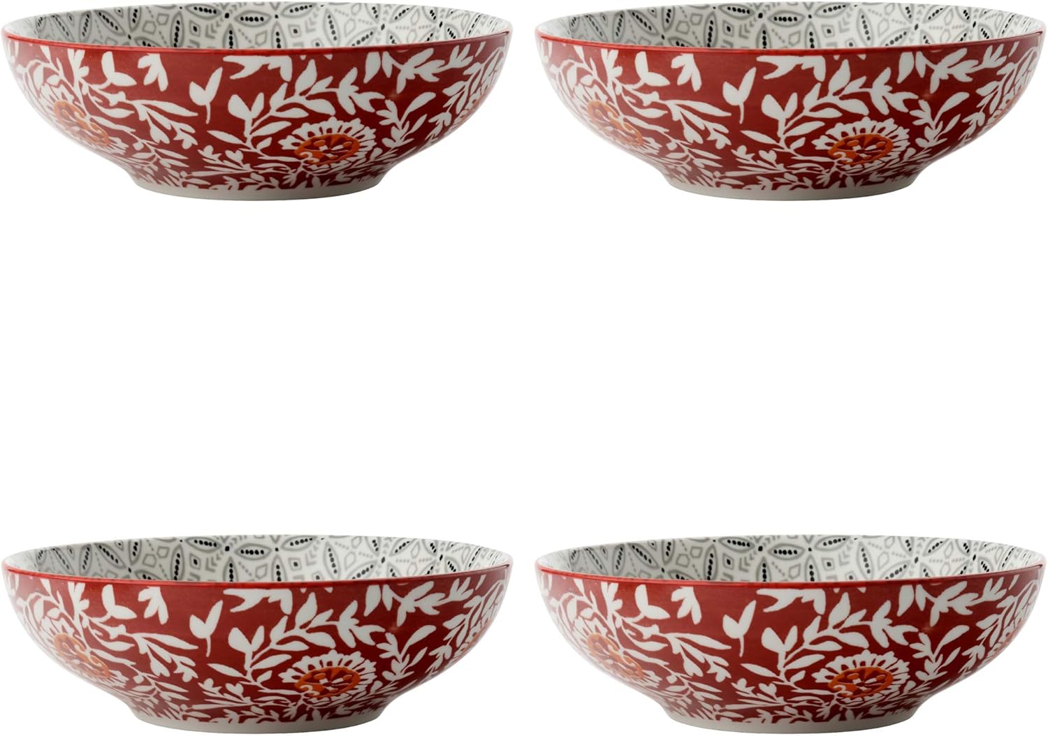 Maxwell Williams Boho Bowls, Porcelain, Batik Grey, 18 cm, Set of 4
