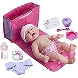 JC Toys - La Newborn | 10 Piece Deluxe Diaper Bag Gift Set | Feat. 13" Realistic Smiling Baby Newborn Doll | All Vinyl | Wash