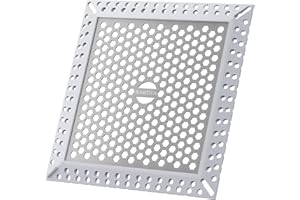 BAOTIYA Not Moving Shower Drain Hair Catcher,Effective Hair Catcher Shower Drain,Square Flat Shower Drain Cover Protector Filter,Efficient Drainage,Hair Trap Stopper (Gray, 4 inch)